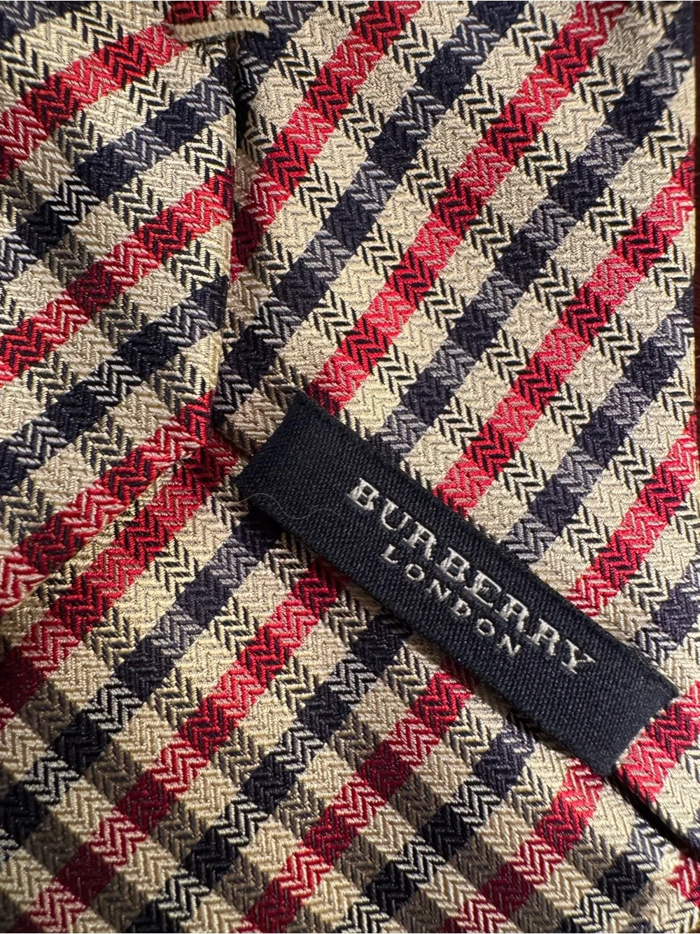 Burberry Silk Plaid Tie Red Blue